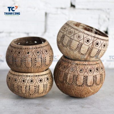 Hand Carved Coconut Shell Candle Holder (TCCP-24050)
