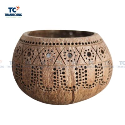 Hand Carved Coconut Shell Candle Holder (TCCP-24050)