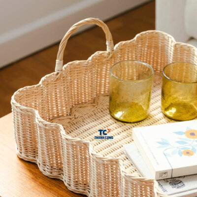 Large Rattan Scalloped Tray (TCRTR-8979)