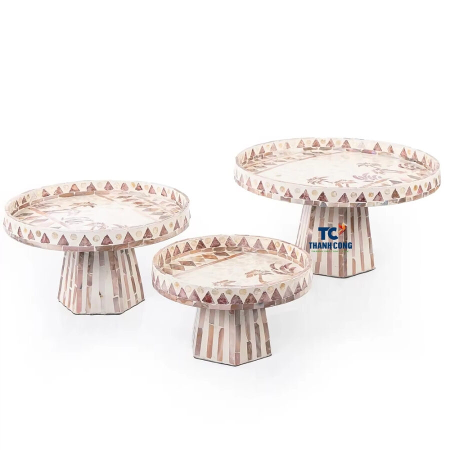 Mother Of Pearl Inlay Cake Stand Decor (TCMCS-8994)