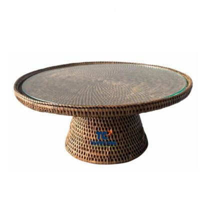 Rattan Cake Stand With Glass Top (TCRCS-8999)