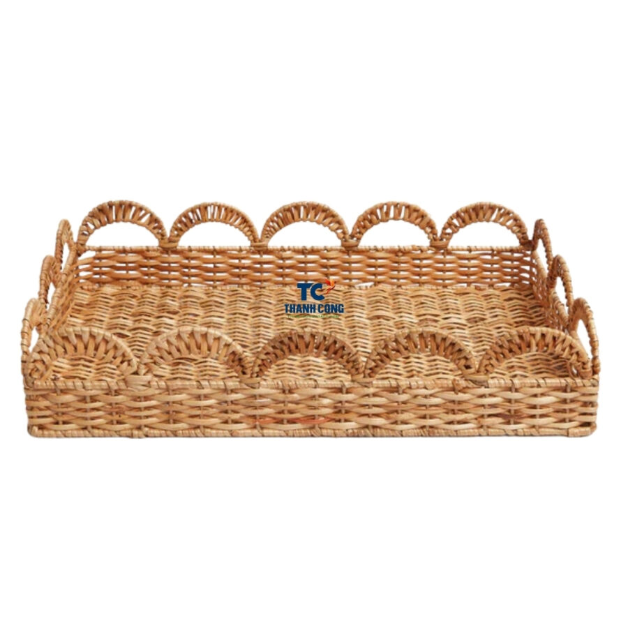 Rectangle Scalloped Rattan Tray (TCRTR-9000)