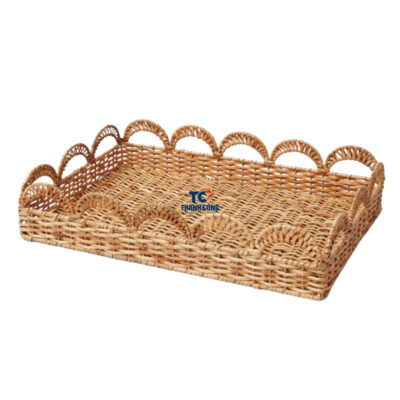 Rectangle Scalloped Rattan Tray (TCRTR-9000)