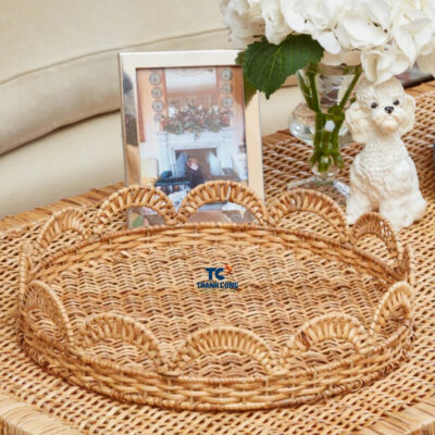Scalloped Rattan Tray (TCRTR-9001)