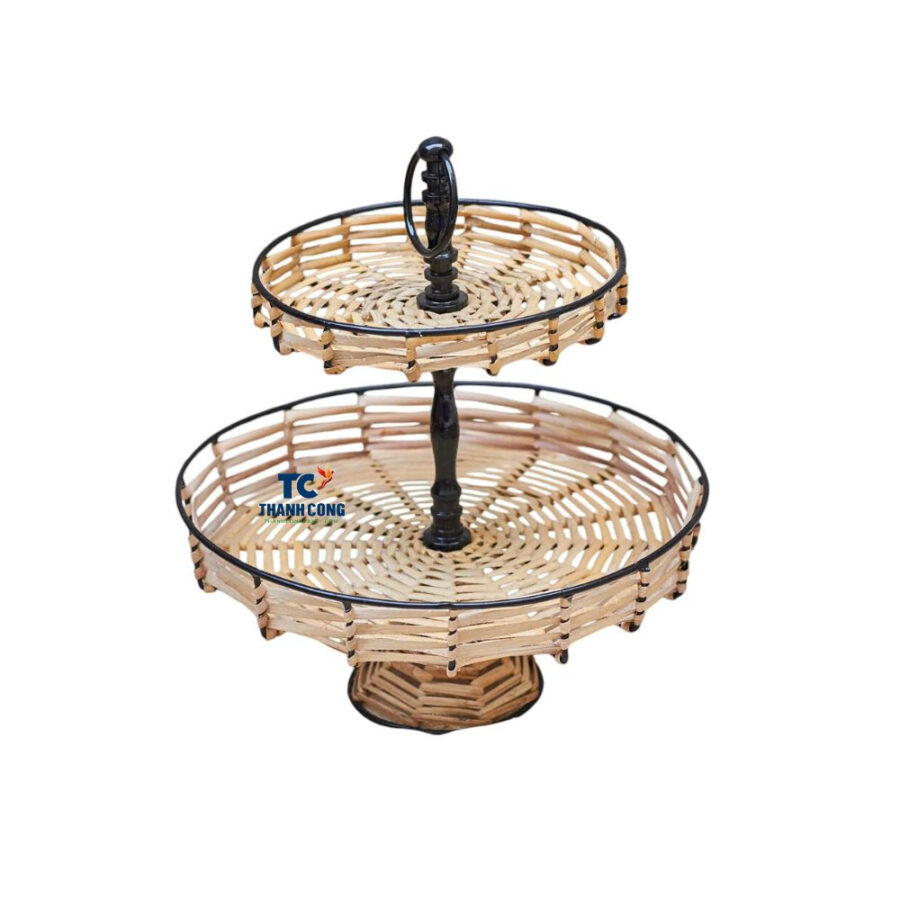 Two Tier Woven Rattan Cake Stand (TCRCS-8982)