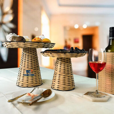 Wire Rattan Cake Stand Natural (TCRCS-8983)