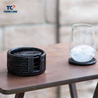 black rattan coasters