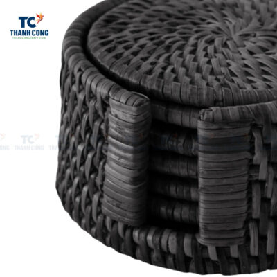 black rattan coasters