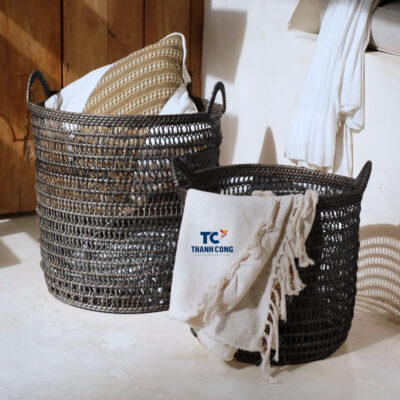 black wicker laundry basket, wholesale