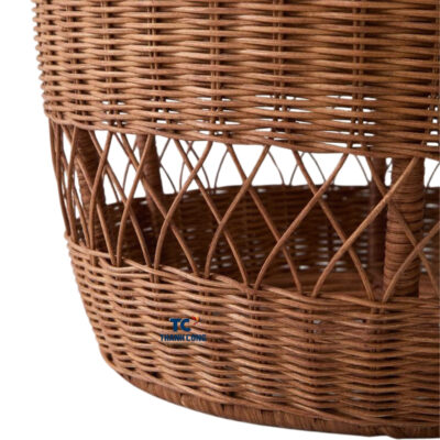 brown scalloped rattan basket, wholesale