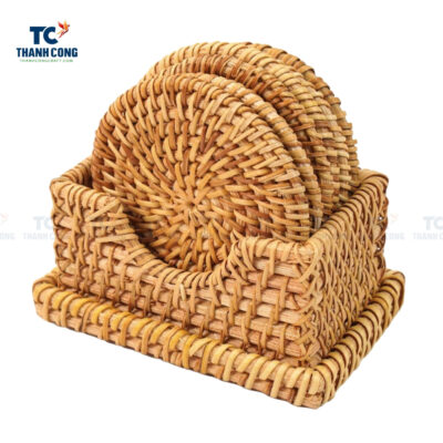 rattan coasters with holder