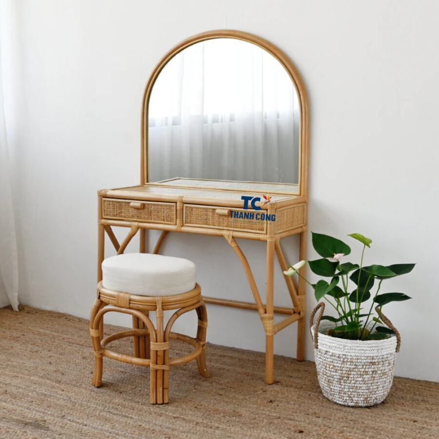 rattan dressing table with stool, wholesale