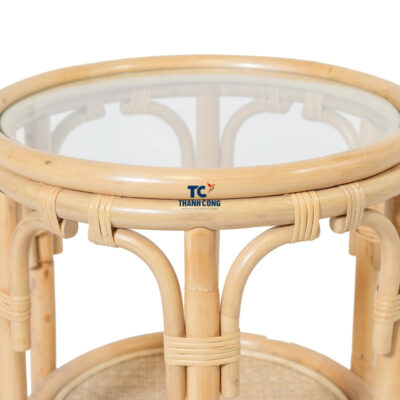 rattan side coffee table with glass top, wholesale
