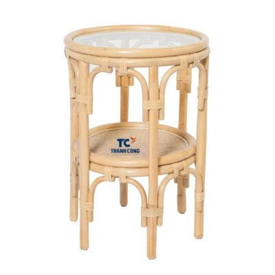 rattan side coffee table with glass top, wholesale