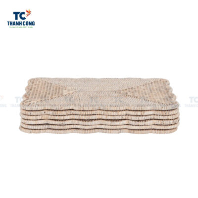 rectangular scalloped rattan placemat