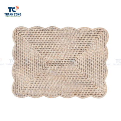 rectangular scalloped rattan placemat