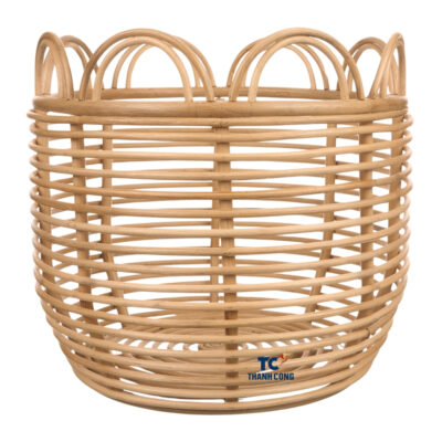 round cane scalloped basket, wholesale