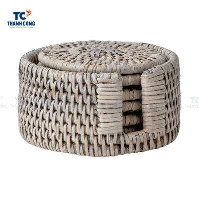 whitewashed rattan coasters