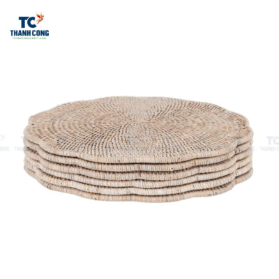 whitewashed scalloped rattan placemat