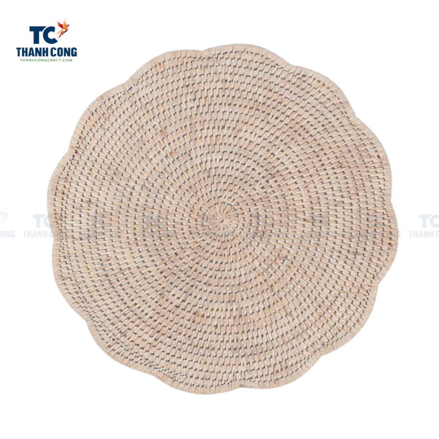 whitewashed scalloped rattan placemat