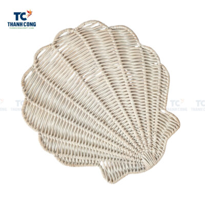 whitewashed seashell rattan placemat