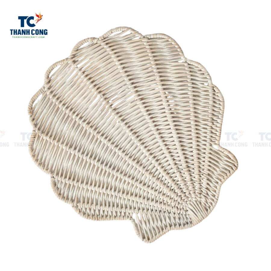 whitewashed seashell rattan placemat