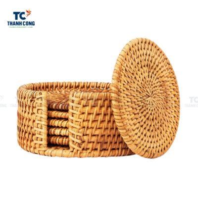 wicker rattan coasters set