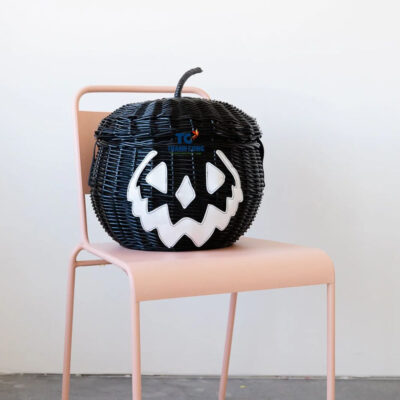 Black Pumpkin Rattan Picnic Basket (TCRDE-8974)