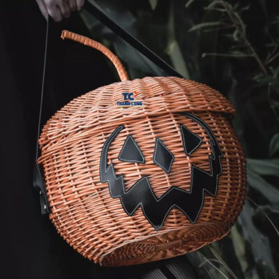 Halloween Rattan Pumpkin Basket (TCRDE-8975)