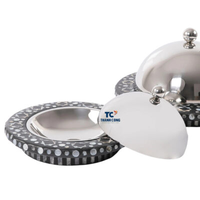 Mother of pearl stainless plates with lid for ramadan