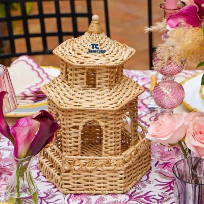 Rattan Hexagonal Pagoda Lantern (TCRDE-8988)