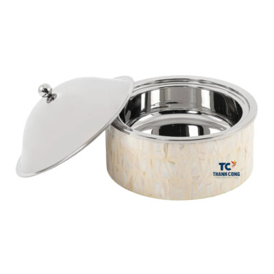 Thermal food container with mother of pearl base