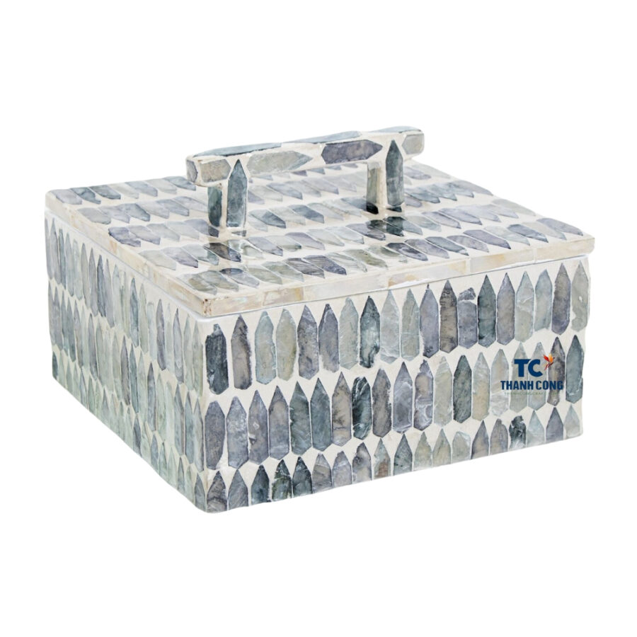 Mother of Pearl Mosaic Storage Box with Handle