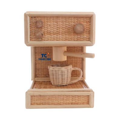 rattan coffee machine kid toy