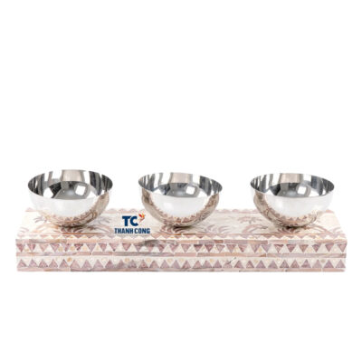 set 3 stainless bowl with mother of pearl base for ramadan