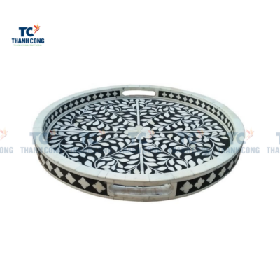 Black Round Mother of Pearl Trays (TCMTR - 9002)