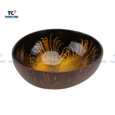 Yellow Lacquered Coconut Bowl With Flower Shape (TCLCB-9005)