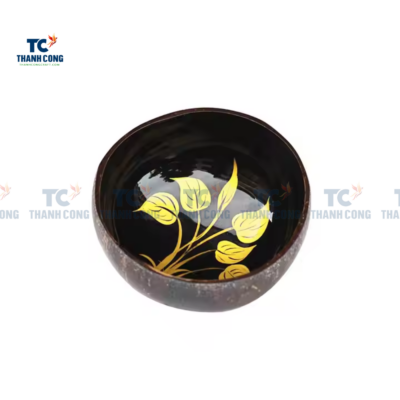 Lacquer Coconut Bowl With Yellow Grass Leaves (TCLCB-9021)