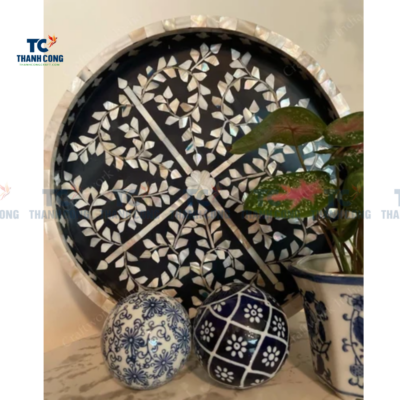 Mother of Pearl Trays Black Pattern (TCMTR - 9003)