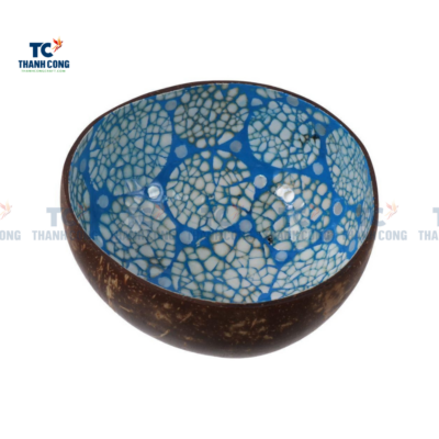 Blue lacquer mother of pearl inlaid coconut bowl (TCLCB-9013)