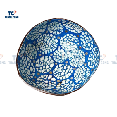 Blue lacquer mother of pearl inlaid coconut bowl (TCLCB-9013)