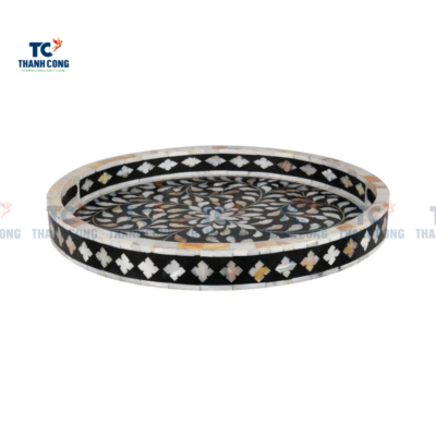 Black Round Mother of Pearl Trays (TCMTR - 9001)