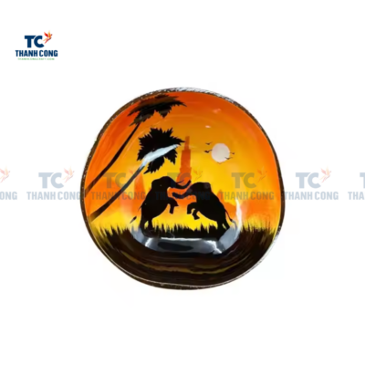 Jungle Elephants Lacquer Coconut Bowl (TCLCB-9028)