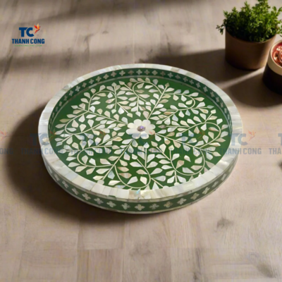 Mother of Pearl Trays Green Pattern (TCMTR - 9004)