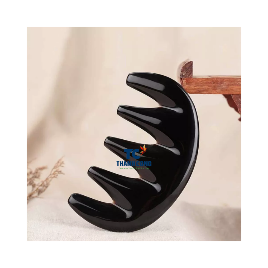 Black Natural Buffalo Horn Massage Comb (TCLSHC-9019)