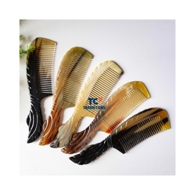 Horn Comb with Leaf-shaped Handle (TCLSHC-9007)