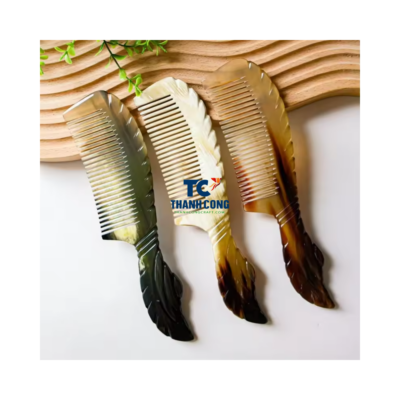 Horn Comb with Leaf-shaped Handle (TCLSHC-9007)