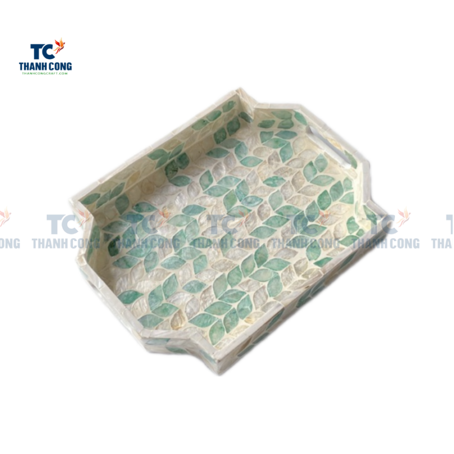 Mother Of Pearl Tray With Green Leaves (TCMTR – 9013)