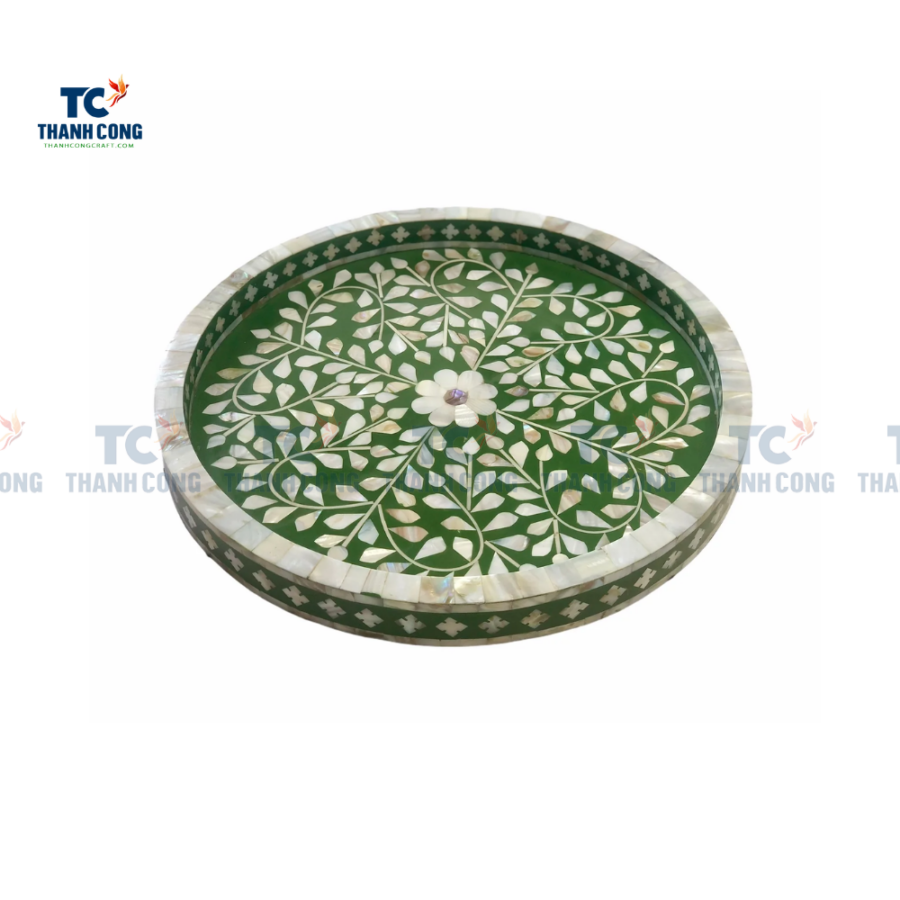 Mother of Pearl Trays Green Pattern (TCMTR - 9004)