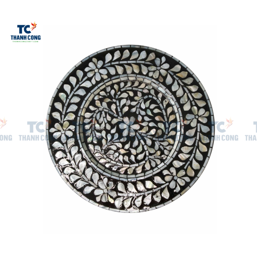 Black Round Mother of Pearl Trays (TCMTR - 9005)